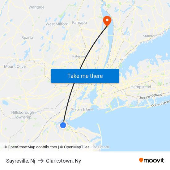 Sayreville, Nj to Clarkstown, Ny map