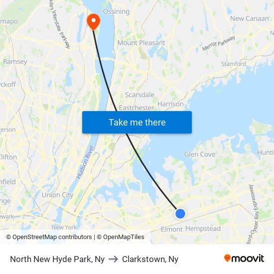 North New Hyde Park, Ny to Clarkstown, Ny map