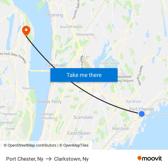 Port Chester, Ny to Clarkstown, Ny map