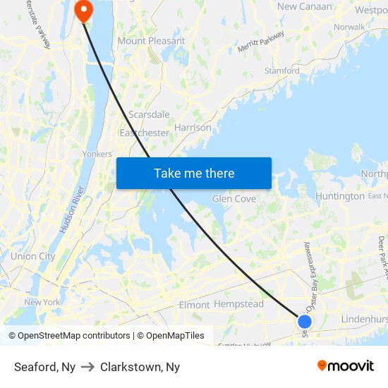 Seaford, Ny to Clarkstown, Ny map