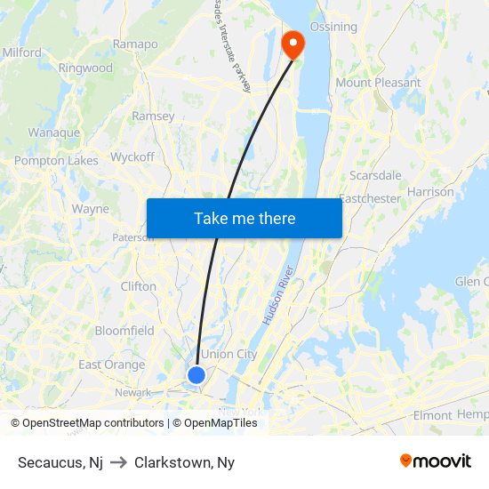 Secaucus, Nj to Clarkstown, Ny map