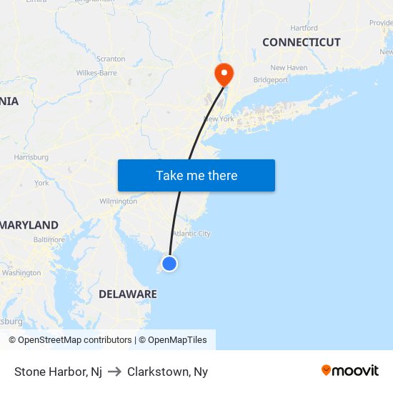 Stone Harbor, Nj to Clarkstown, Ny map