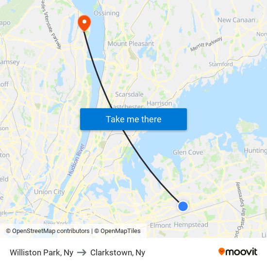 Williston Park, Ny to Clarkstown, Ny map