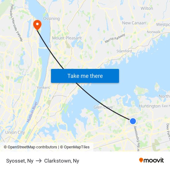 Syosset, Ny to Clarkstown, Ny map