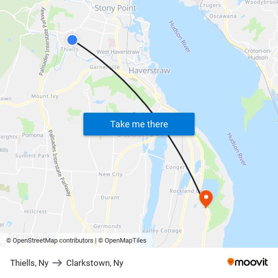 Thiells, Ny to Clarkstown, Ny map