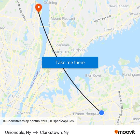 Uniondale, Ny to Clarkstown, Ny map