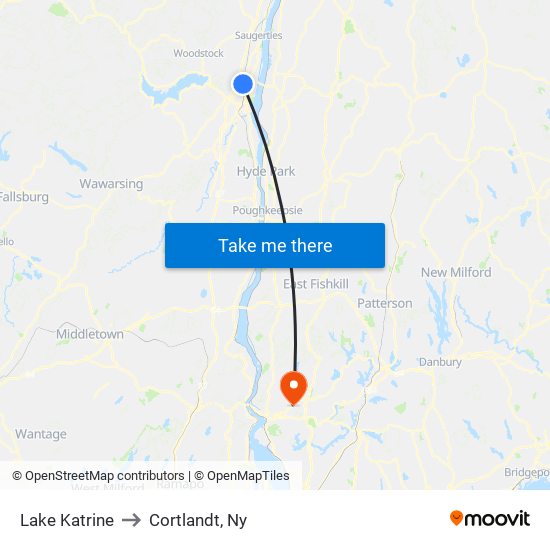 Lake Katrine to Cortlandt, Ny map