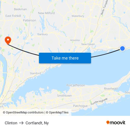 Clinton to Cortlandt, Ny map