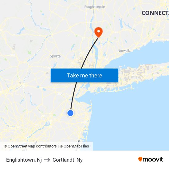 Englishtown, Nj to Cortlandt, Ny map