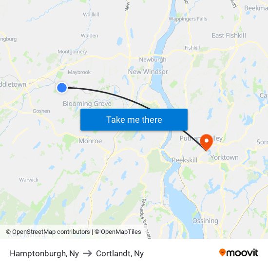 Hamptonburgh, Ny to Cortlandt, Ny map