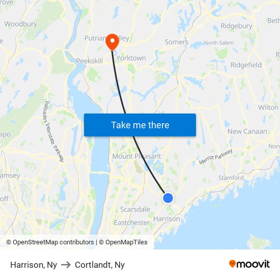 Harrison, Ny to Cortlandt, Ny map