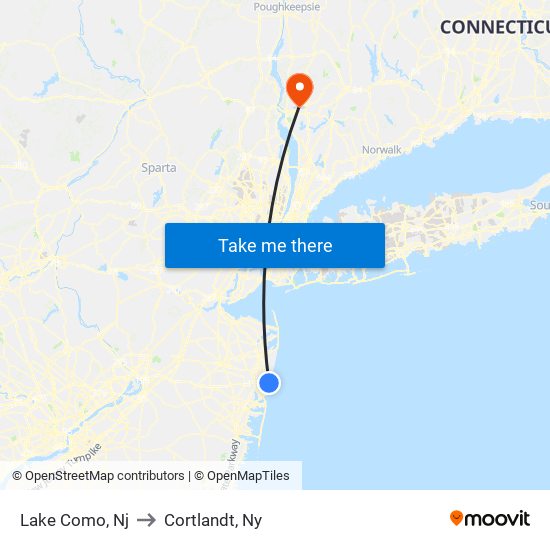 Lake Como, Nj to Cortlandt, Ny map