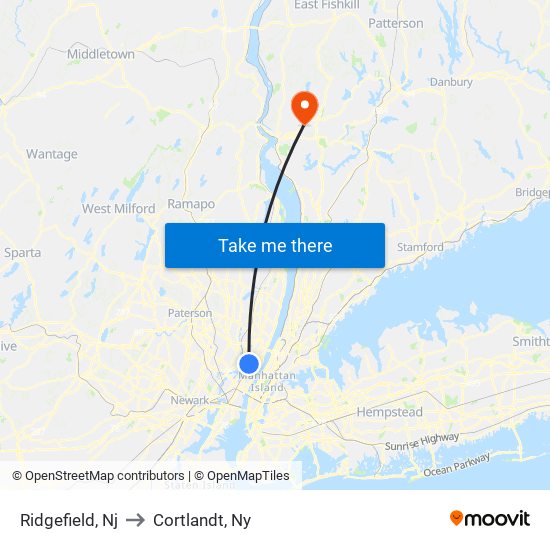 Ridgefield, Nj to Cortlandt, Ny map