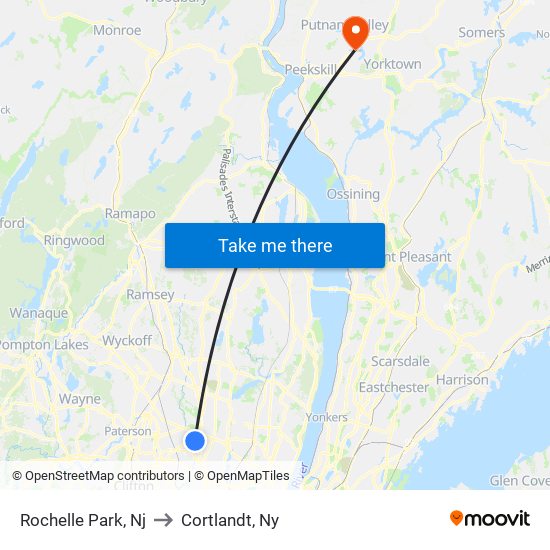 Rochelle Park, Nj to Cortlandt, Ny map