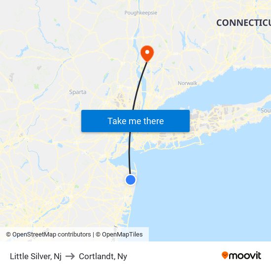 Little Silver, Nj to Cortlandt, Ny map