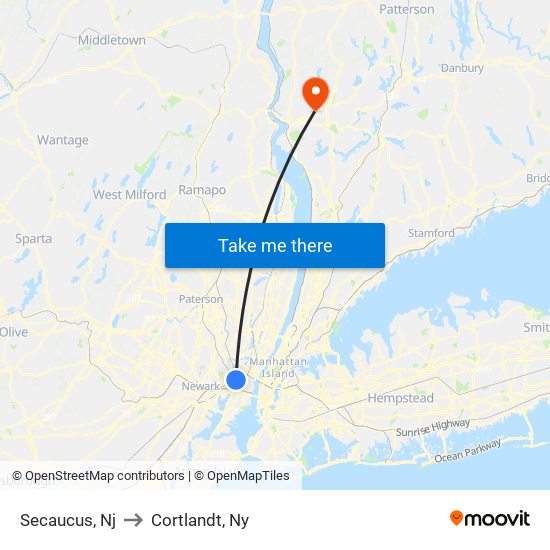 Secaucus, Nj to Cortlandt, Ny map