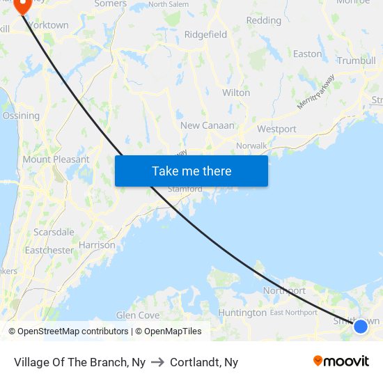 Village Of The Branch, Ny to Cortlandt, Ny map