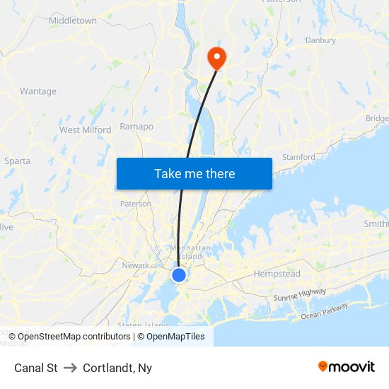 Canal St to Cortlandt, Ny map