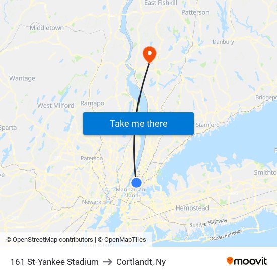 161 St-Yankee Stadium to Cortlandt, Ny map