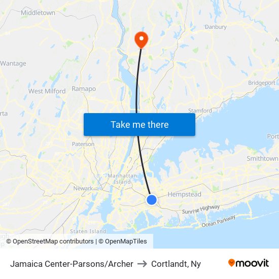 Jamaica Center-Parsons/Archer to Cortlandt, Ny map