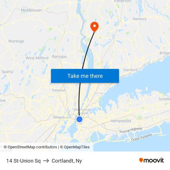 14 St-Union Sq to Cortlandt, Ny map