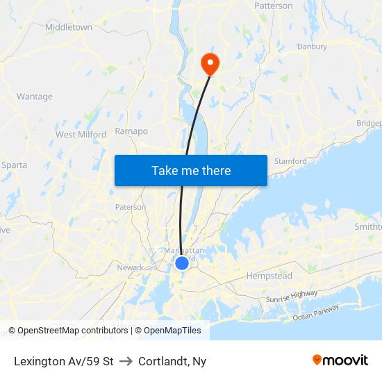 Lexington Av/59 St to Cortlandt, Ny map