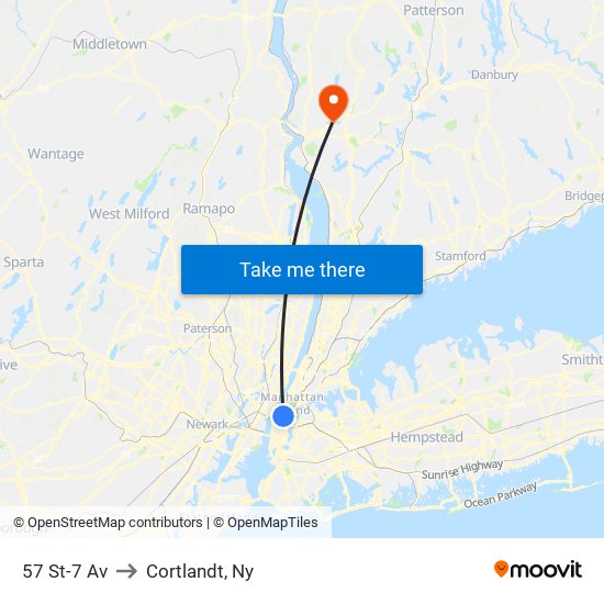 57 St-7 Av to Cortlandt, Ny map