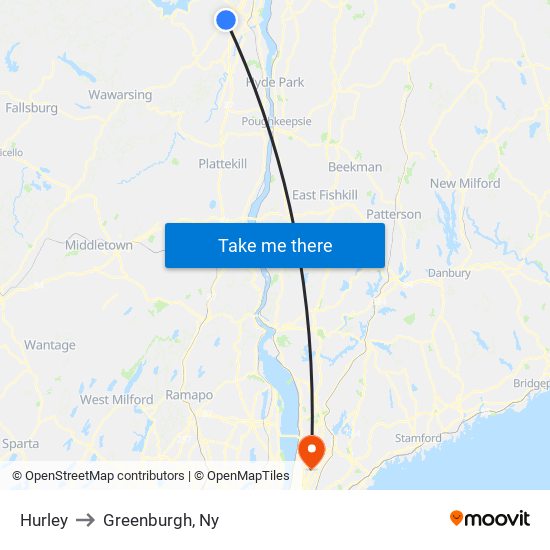 Hurley to Greenburgh, Ny map