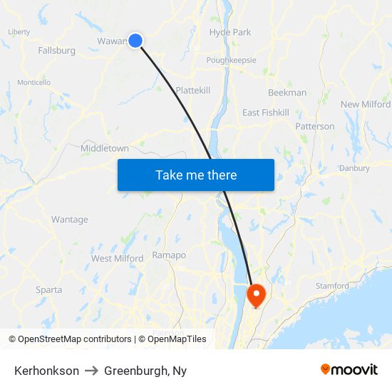 Kerhonkson to Greenburgh, Ny map