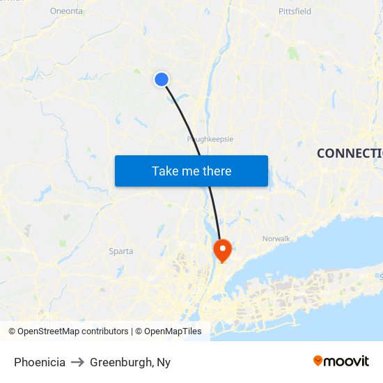 Phoenicia to Greenburgh, Ny map