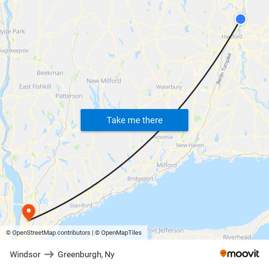 Windsor to Greenburgh, Ny map