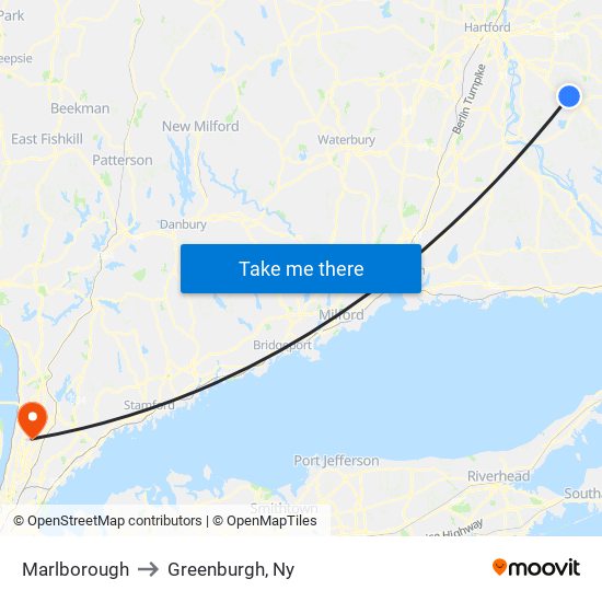 Marlborough to Greenburgh, Ny map