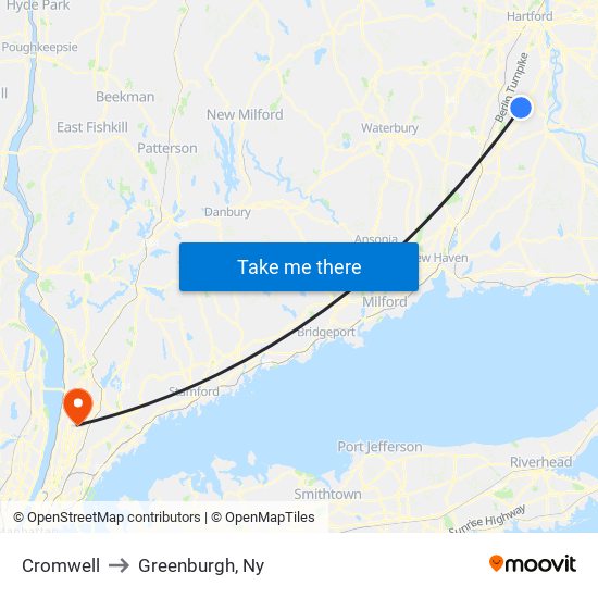 Cromwell to Greenburgh, Ny map