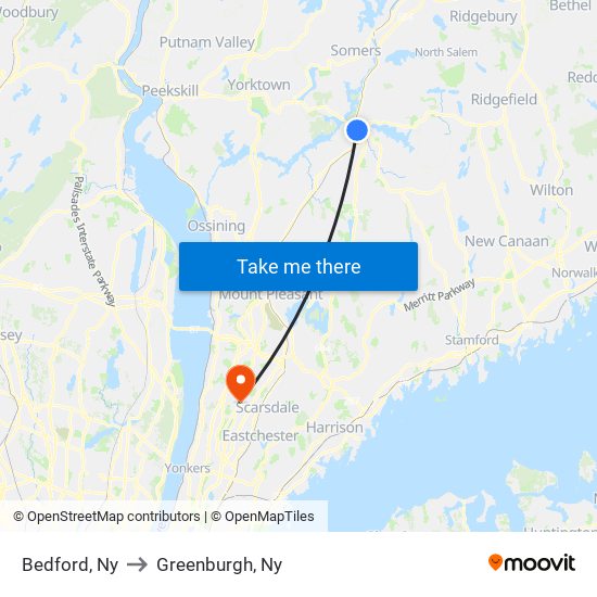 Bedford, Ny to Greenburgh, Ny map