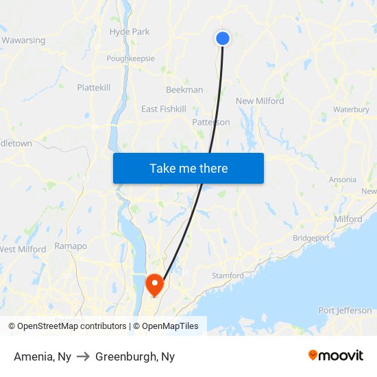 Amenia, Ny to Greenburgh, Ny map