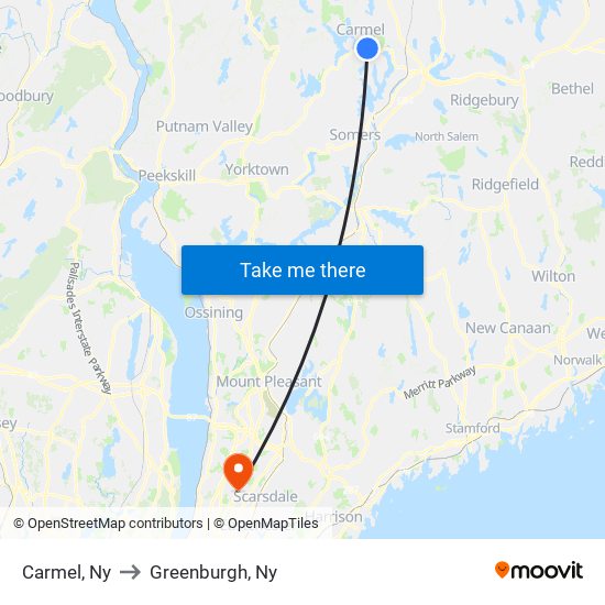 Carmel, Ny to Greenburgh, Ny map