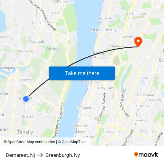 Demarest, Nj to Greenburgh, Ny map