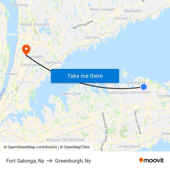 Fort Salonga, Ny to Greenburgh, Ny map