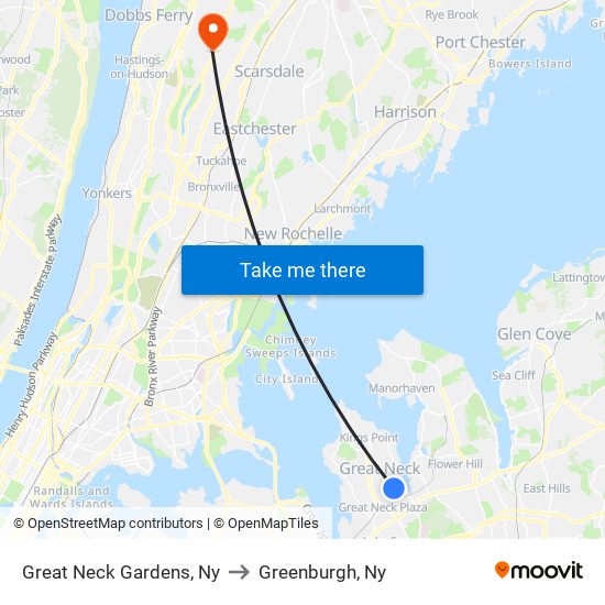 Great Neck Gardens, Ny to Greenburgh, Ny map