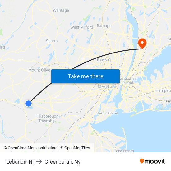 Lebanon, Nj to Greenburgh, Ny map