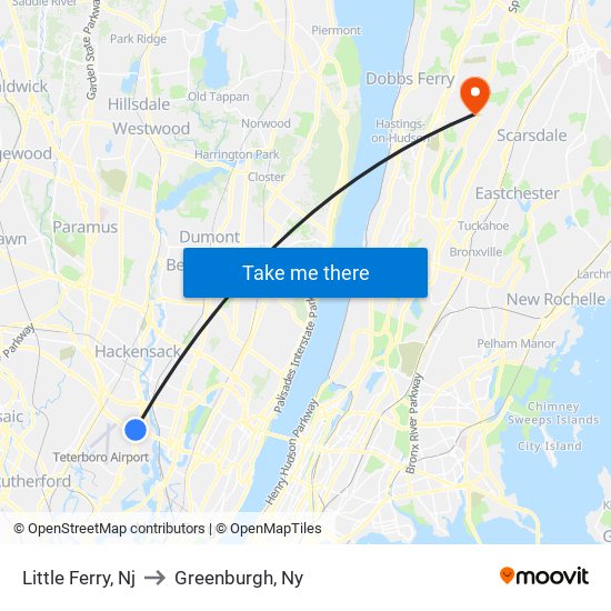 Little Ferry, Nj to Greenburgh, Ny map