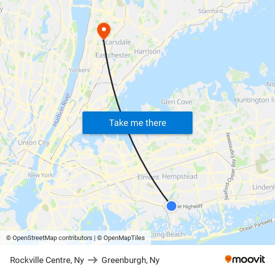 Rockville Centre, Ny to Greenburgh, Ny map