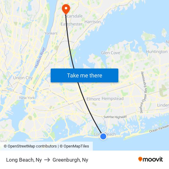 Long Beach, Ny to Greenburgh, Ny map