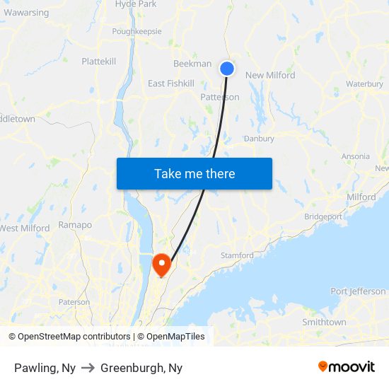 Pawling, Ny to Greenburgh, Ny map