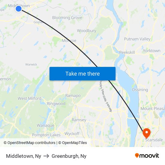 Middletown, Ny to Greenburgh, Ny map