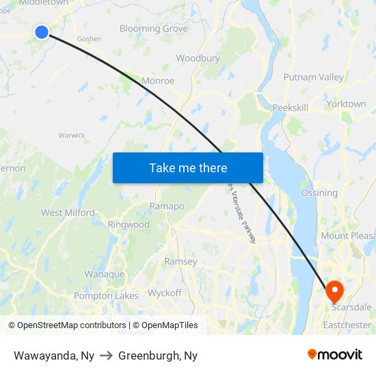 Wawayanda, Ny to Greenburgh, Ny map