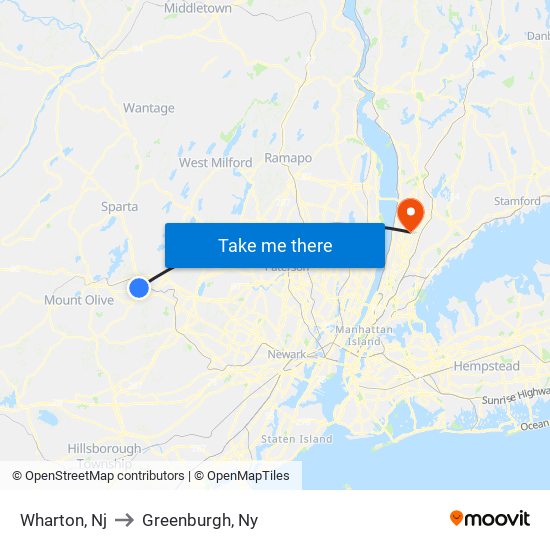 Wharton, Nj to Greenburgh, Ny map