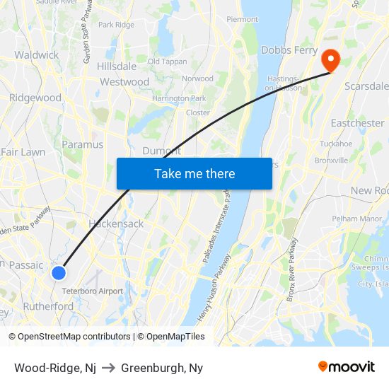 Wood-Ridge, Nj to Greenburgh, Ny map