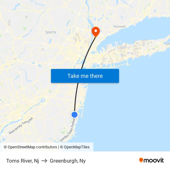 Toms River, Nj to Greenburgh, Ny map