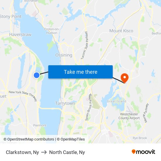 Clarkstown, Ny to North Castle, Ny map